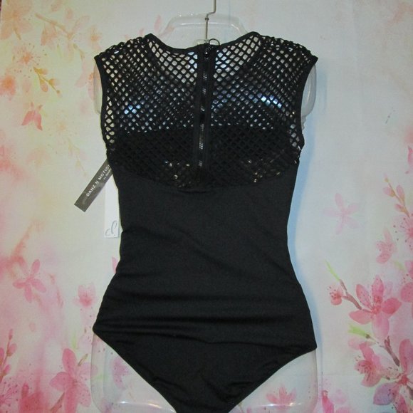 Leotard New Women's XL Dance Ballet Gymnastics Jazz Black Danshuz Fishnet Mesh - Picture 5 of 6